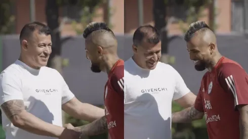 Jorge Almirón tuvo la posibilidad de compartir con Arturo Vidal (Foto: La Roja)