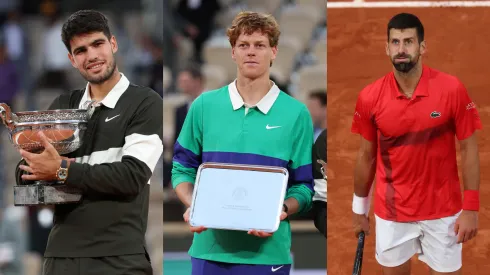 Carlos Alcaraz, Jannik Sinner y Novak Djokovic protagonizan el top ten del ranking ATP. (Foto: Getty)