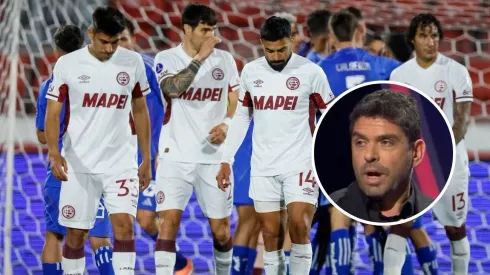 Romai Ugarte ataca con todo la actitud de Lanús contra Universidad de Chile. (Foto: Photosport)