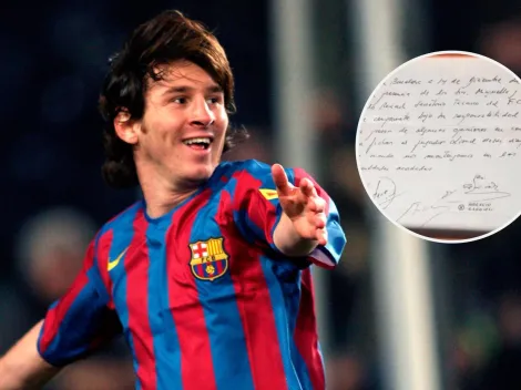 ¡En una servilleta! Subastan el primer contrato de Messi