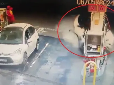 El video del futbolista de Estudiantes estrellando su carro con estación de gasolina