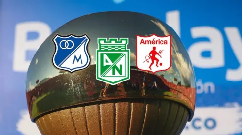 Escudos de Millonarios, América y Nacional.