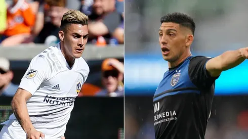 LA Galaxy vs. San Jose Earthquakes: Cristian Pavón of the Galaxy (left) and Cristian Espinoza of the Eathquakes (Getty).