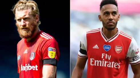 Tim Ream of Fulham (left) and Pierre-Emerick Aubameyang of Arsenal (right). (Getty)