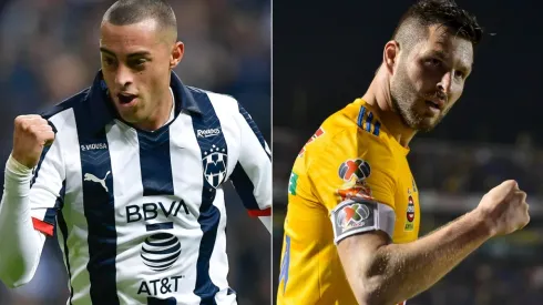 Clásico Regio: Monterrey's Rogelio Funes Mori (left) and Tigres' Andre-Pierre Gignac (Getty).