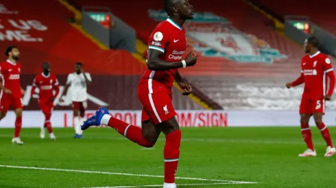 Liverpool forward Sadio Mane celebrates after scoring against Arsenal (Getty).
