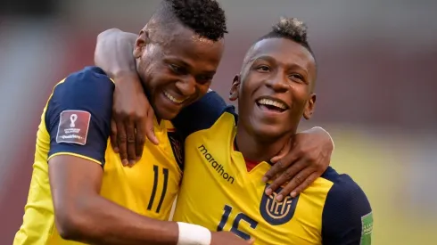Ecuador's Michael Estada and Angel Mena celebrate against Uruguay (Getty).
