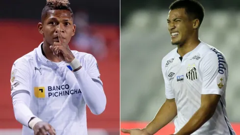 Billy Arce (left) of LDU Quito and Marcos Leonardo of Santos (Getty).