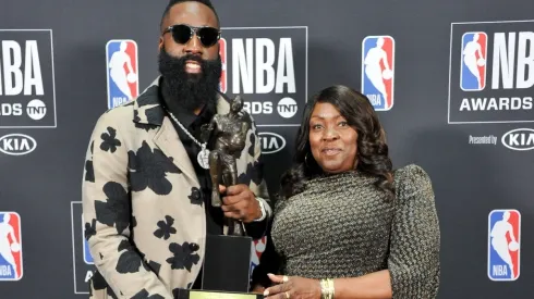 James Harden & his mom. (Getty)