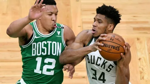 Grant Williams guarding Giannis Antetokounmpo. (Getty)