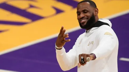 LeBron James with his fourth ring. (Getty)