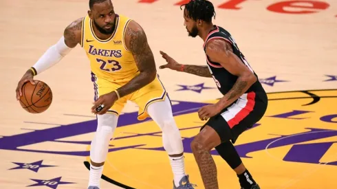 Derrick Jones Jr guarding LeBron James. (Getty)