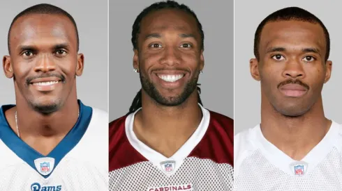 Isaac Bruce (left), Larry Fitzgerald (centre) and Marvin Harrison (right). (Getty)