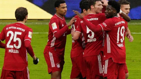 Bayern Munich players celebrate a goal against Hoffenheim. (Getty)