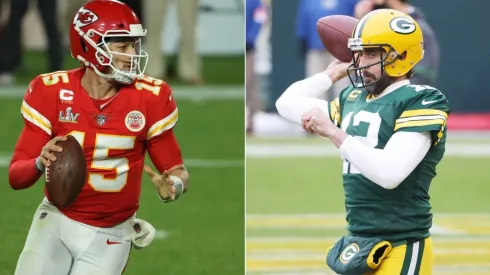 Patrick Mahomes (left) & Aaron Rodgers. (Getty)