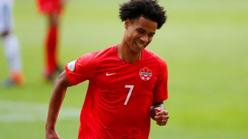Tajon Buchanan of Canada celebrates after scoring against El Salvador (Getty).