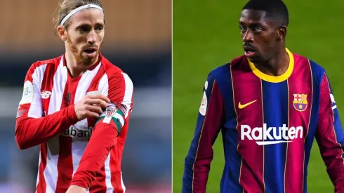 Iker Muniain of Athletic Club (left) and Ousmane Dembele of Barcelona (right).