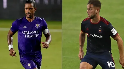 Nani (left) of Orlando City SC and Maikel van der Werff (right) of FC Cincinnati. (Getty)
