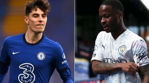Kai Havertz of Chelsea (left) and Raheem Sterling of Manchester City (right). (Getty)