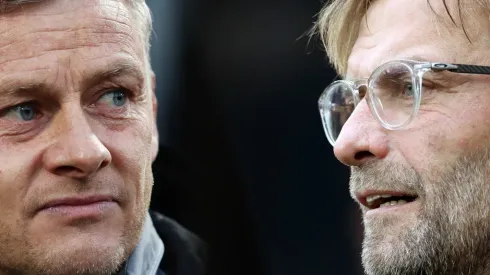 Ole Gunnar Solskjaer of Manchester United (left) and Liverpool's Jurgen Klopp (right). (Getty)
