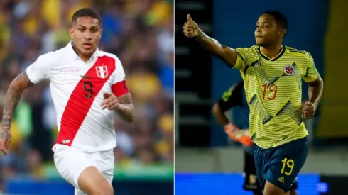 Paolo Guerrero of Peru (left) and Luis Muriel of Colombia. (Getty).