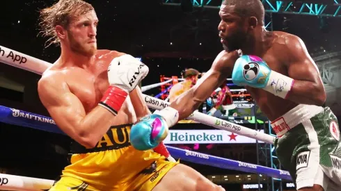 Logan Paul vs. Floyd Mayweather. (Getty)