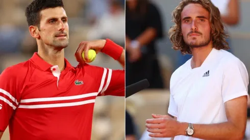 Novak Djokovic of Serbia (left) and Stefanos Tsitsipas of Greece (right). (Getty)