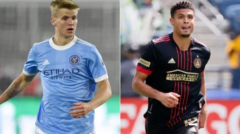 Keaton Parks of New York City FC (left) and Miles Robinson of Atlanta United (Getty).