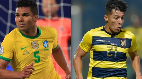 Casemiro of Brazil (left) and Alan Franco of Ecuador. (Getty)