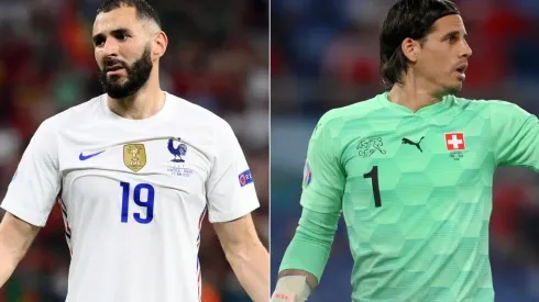 Karim Benzema of France (left) and Yann Sommer of Switzerland (right). (Getty)