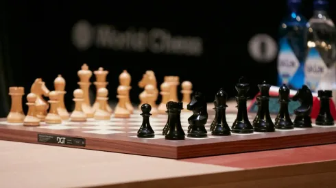 A chess board at the World Chess Tournament 2018. (Getty)