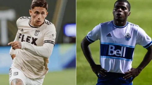 Brian Rodriguez of LAFC (left) and Deiber Caicedo of Vancouver Whitecaps (right). (Los Angeles Football Club @ Facebook, Getty)