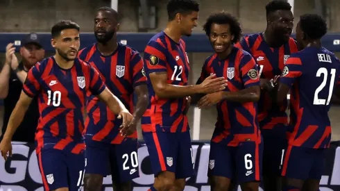 United States players celebrate after a goal at the 2021 CONCACAF Gold Cup. (Getty)