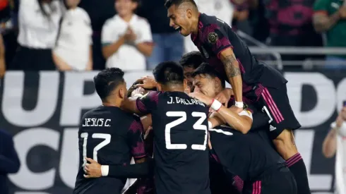 Mexico players celebrate after a goal at the 2021 CONCACAF Gold Cup. (Getty)