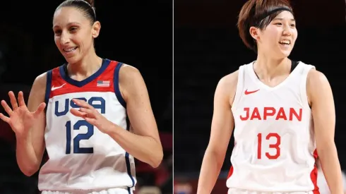 Diana Taurasi of the United States (left) and Rui Machida of Japan (right). (Getty)