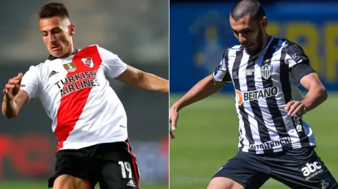 Braian Romero of River Plate (left) and Junior Alonso of Atletico Mineiro (Getty).