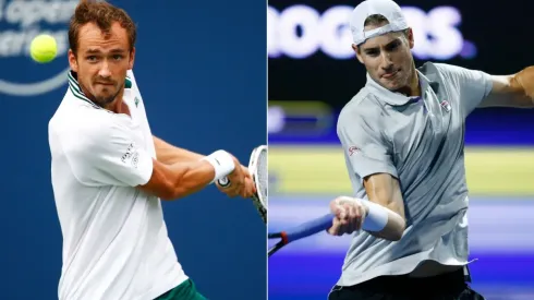 Daniil Medvedev of Russia (left) and John Isner of the United States (Getty).
