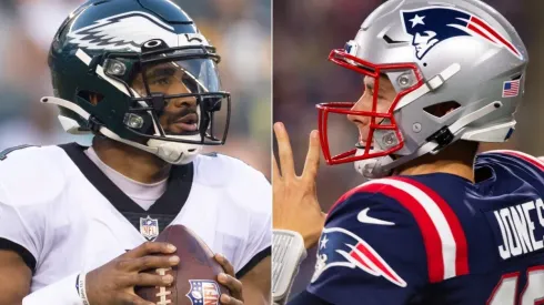 Jalen Hurts (left) & Mac Jones. (Getty)