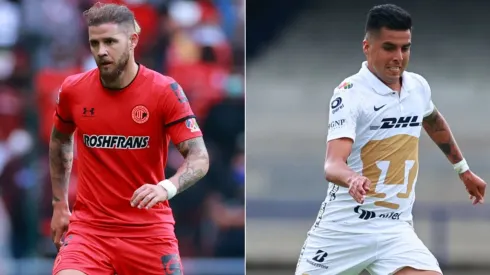 Miguel Barbiere of Toluca (left) and Leonel Lopez of Pumas UNAM (Getty).