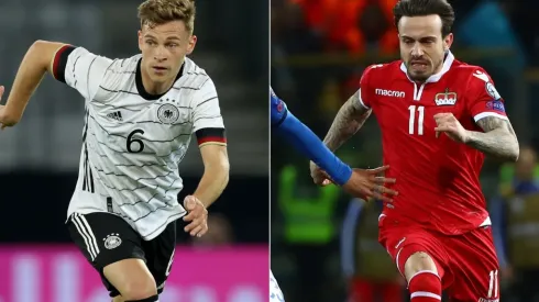 Joshua Kimmich of Germany (left) and Dennis Salanovic of Liechtenstein (right). (Getty)