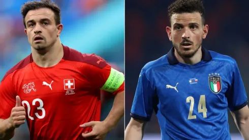 Xherdan Shaqiri of Switzerland (left) and Alessandro Florenzi of Italy (right). (Getty)