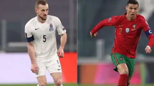 Maksim Medevedev of Azerbaijan (left) and Critiano Ronaldo of Portugal (right) (Getty)