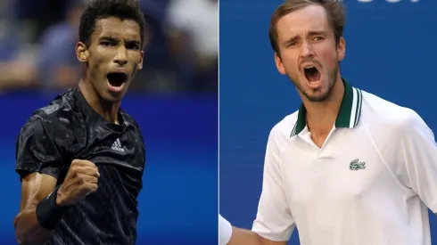 Felix Auger-Aliassime of Canada (left) and Daniil Medvedev of Russia (right). (Getty)