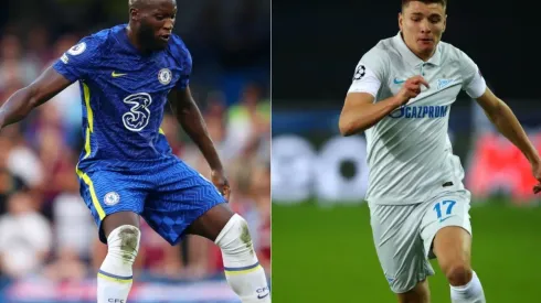 Lukaku of Chelsea FC (left) and Andrei Mostovoy of FC Zenit (right) (Getty)