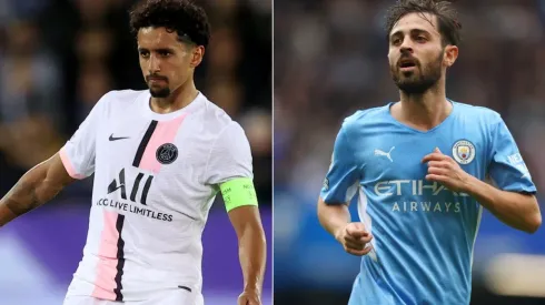 Marquinhos of PSG (left) and Bernardo Silva of Manchester City (right)