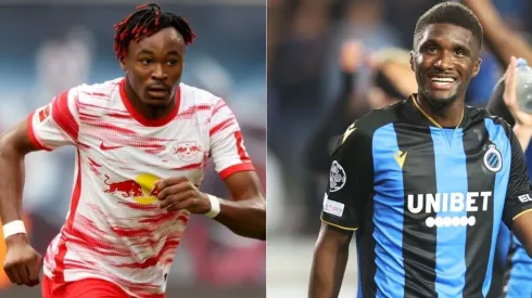 Mohamed Simakan of RB Leipzig (left) and Clinton Mata of Club Brugge (right)