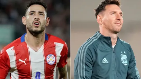 Antonio Sanabria of Paraguay (left) and Lionel Messi of Argentina.
