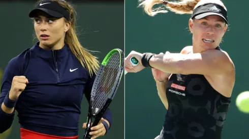 Paula Badosa of Spain (left) and Angelique Kerber of Germany (right)