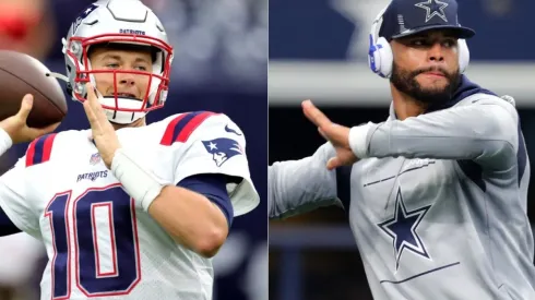 Mac Jones of the Patriots (left) and Dak Prescott of the Cowboys