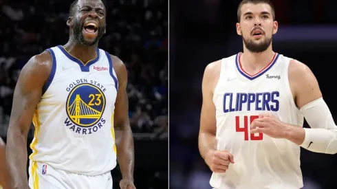 Draymond Green of the Golden State Warriors (left) and Ivica Zubac of the LA Clippers (right)